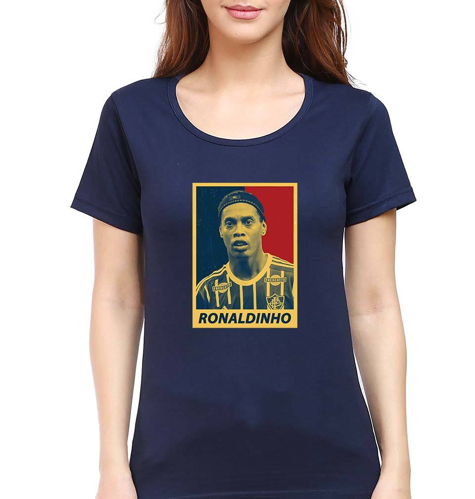 Ronaldinho T-Shirt for Women-XS(32 Inches)-Navy Blue-Ektarfa.online