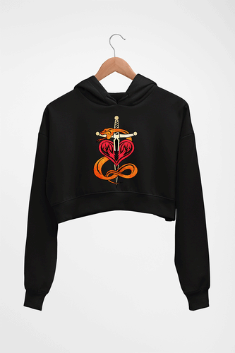 Shawn Michaels (WWE) Crop HOODIE FOR WOMEN-Black-Ektarfa.online