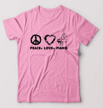 Load image into Gallery viewer, Peace Love Piano T-Shirt for Men-Light Baby Pink-Ektarfa.online
