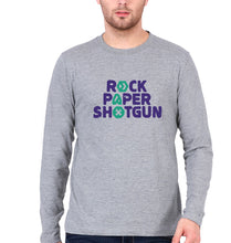 Load image into Gallery viewer, Rock Paper Shotgun Full Sleeves T-Shirt for Men-S(38 Inches)-Grey Melange-Ektarfa.online

