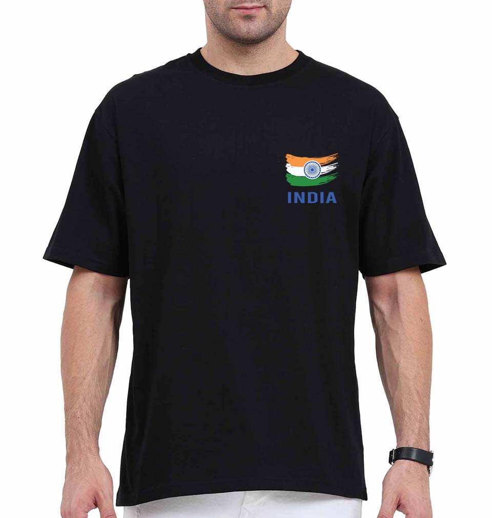 India Oversized T-Shirt for Men-Black-Ektarfa.online