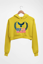 Load image into Gallery viewer, USA America Crop HOODIE FOR WOMEN-Mustard Yellow-Ektarfa.online
