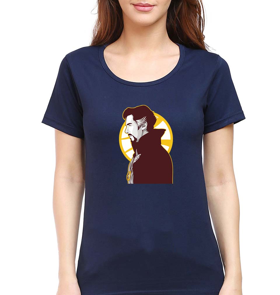 Doctor Strange Superhero T-Shirt for Women-XS(32 Inches)-Navy Blue-Ektarfa.online