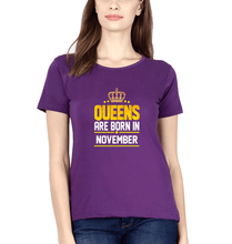 Load image into Gallery viewer, Queens Are Born In November T-Shirt for Women-Purple-Ektarfa.online
