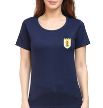 Load image into Gallery viewer, Uruguay Football T-Shirt for Women-XS(32 Inches)-Navy Blue-Ektarfa.online
