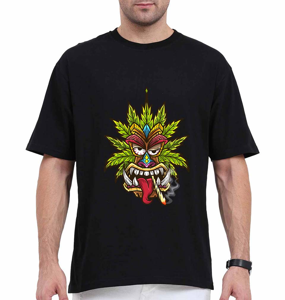 Tiki Joint Oversized T-Shirt for Men-Black-Ektarfa.online