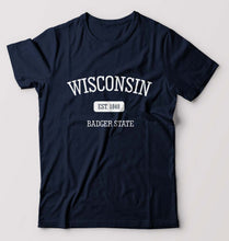 Load image into Gallery viewer, Varsity Wisconsin T-Shirt for Men-Navy Blue-Ektarfa.online
