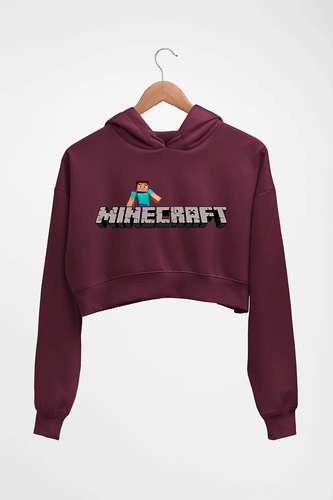 Minecraft Crop HOODIE FOR WOMEN-Maroon-Ektarfa.online