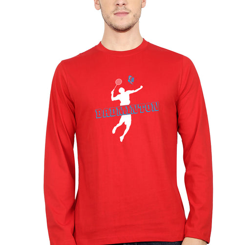 Badminton Full Sleeves T-Shirt for Men-Red-Ektarfa.online