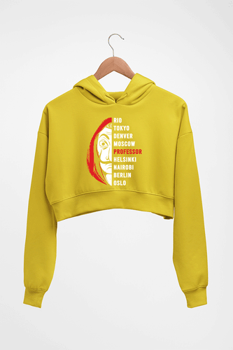 Money Heist Crop HOODIE FOR WOMEN-Mustard Yellow-Ektarfa.online