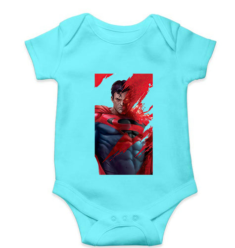 Superman Superhero Kids Romper For Baby Boy/Girl-0-5 Months(18 Inches)-Skyblue-Ektarfa.online