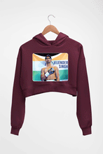 Load image into Gallery viewer, Vijender Singh Crop HOODIE FOR WOMEN-Maroon-Ektarfa.online
