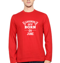 Load image into Gallery viewer, Legends are Born in June Full Sleeves T-Shirt for Men-Red-Ektarfa.online
