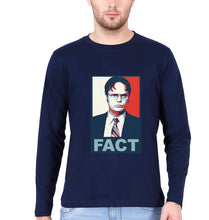 Load image into Gallery viewer, Dwight Schrute Fact Full Sleeves T-Shirt for Men-Navy Blue-Ektarfa.online

