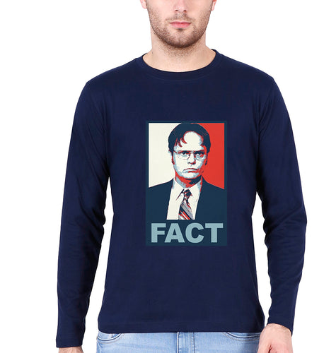Dwight Schrute Fact Full Sleeves T-Shirt for Men-Navy Blue-Ektarfa.online