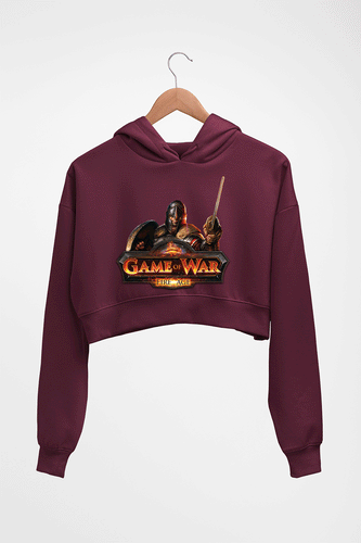 Game of War Crop HOODIE FOR WOMEN-Maroon-Ektarfa.online