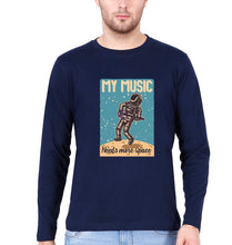 Load image into Gallery viewer, Music Full Sleeves T-Shirt for Men-S(38 Inches)-Navy Blue-Ektarfa.online
