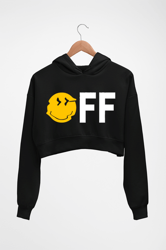 Emoji Off Crop HOODIE FOR WOMEN-Black-Ektarfa.online