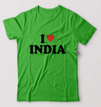 Load image into Gallery viewer, I Love India T-Shirt for Men-flag green-Ektarfa.online
