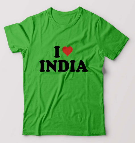 I Love India T-Shirt for Men-flag green-Ektarfa.online