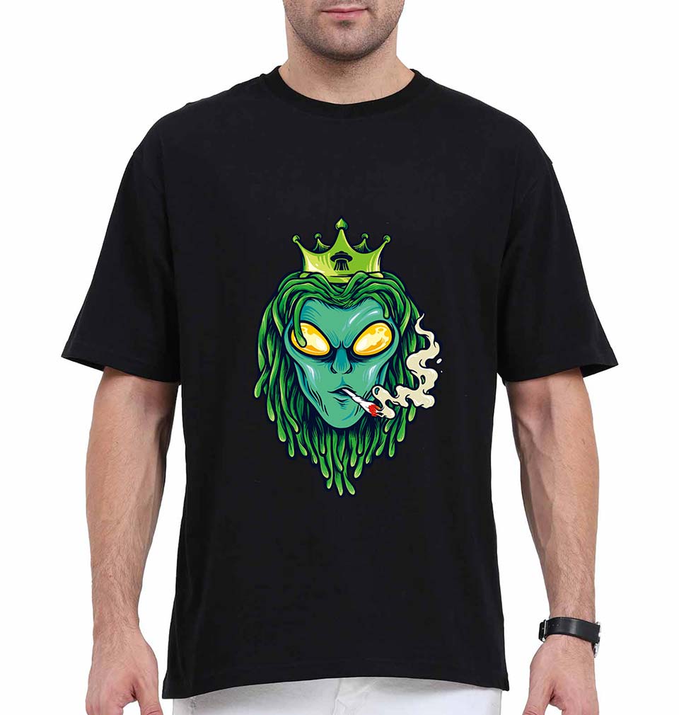Weed Monster Oversized T-Shirt for Men-Black-Ektarfa.online