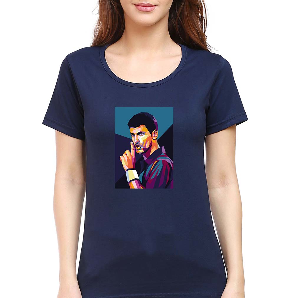 Novak Djokovic Tennis T-Shirt for Women-Navy Blue-Ektarfa.online