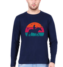 Load image into Gallery viewer, Horse Riding Full Sleeves T-Shirt for Men-Navy blue-Ektarfa.online
