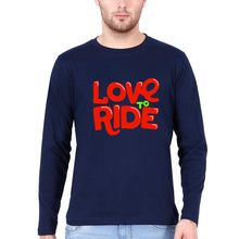 Load image into Gallery viewer, Love to Ride Full Sleeves T-Shirt for Men-Navy Blue-Ektarfa.online
