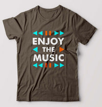 Load image into Gallery viewer, Music T-Shirt for Men-S(38 Inches)-Olive Green-Ektarfa.online
