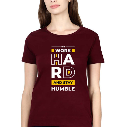Work Hard T-Shirt for Women-Maroon-Ektarfa.online