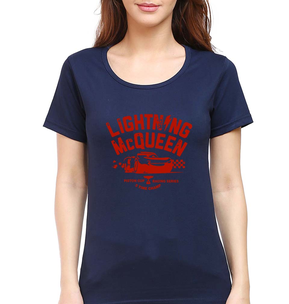 Lightning McQueen T-Shirt for Women-Navy Blue-Ektarfa.online