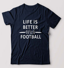 Load image into Gallery viewer, Life Football T-Shirt for Men-S(38 Inches)-Navy Blue-Ektarfa.online
