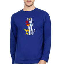 Load image into Gallery viewer, You Can&#39;t Save The World Alone Justice League Full Sleeves T-Shirt for Men-Royal Blue-Ektarfa.online
