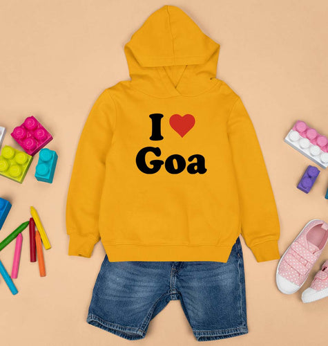 I Love Goa Kids Hoodie for Boy/Girl-Mustard Yellow-Ektarfa.online