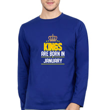 Load image into Gallery viewer, Kings Are Born In January Full Sleeves T-Shirt for Men-Royal Blue-Ektarfa.online
