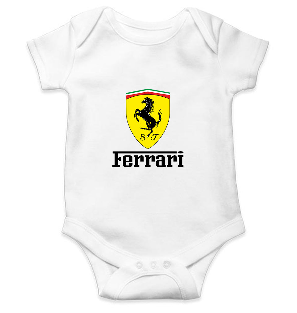 Ferrari Kids Romper For Baby Boy/Girl-0-5 Months(18 Inches)-White-Ektarfa.online