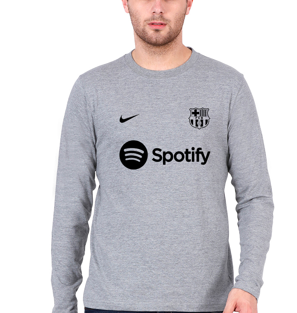 Barcelona 2022-23 Full Sleeves T-Shirt for Men-Grey Melange-Ektarfa.online