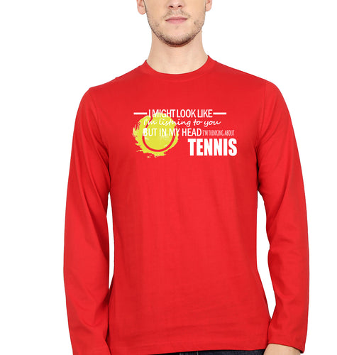 Tennis Full Sleeves T-Shirt for Men-Red-Ektarfa.online