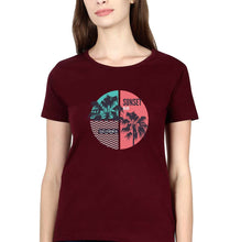 Load image into Gallery viewer, Sunset California T-Shirt for Women-XS(32 Inches)-Maroon-Ektarfa.online

