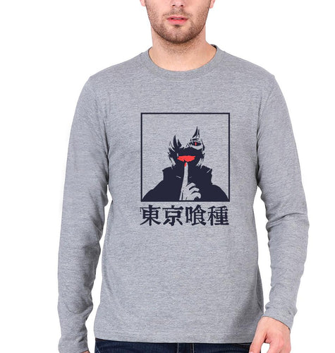 Tokyo Ghoul Full Sleeves T-Shirt for Men-Grey Melange-Ektarfa.online