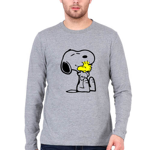 Snoopy Full Sleeves T-Shirt for Men-Grey Melange-Ektarfa.online