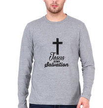 Load image into Gallery viewer, Jesus Full Sleeves T-Shirt for Men-S(38 Inches)-Grey Melange-Ektarfa.online
