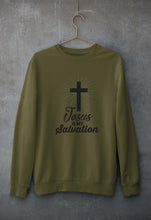 Load image into Gallery viewer, Jesus Unisex Sweatshirt for Men/Women-S(40 Inches)-Olive Green-Ektarfa.online
