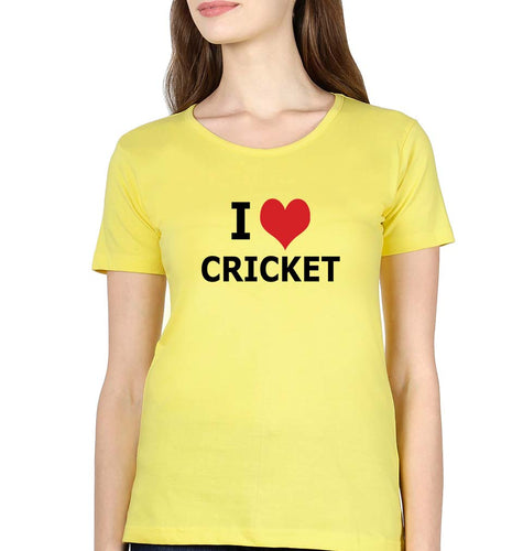 Love Cricket T-Shirt for Women-Yellow-Ektarfa.online