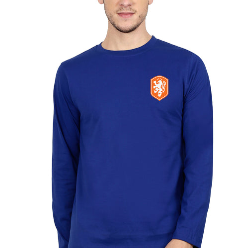 Netherlands Football Full Sleeves T-Shirt for Men-S(38 Inches)-Royal Blue-Ektarfa.online