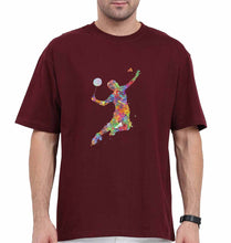Load image into Gallery viewer, Badminton Oversized T-Shirt for Men-Maroon-Ektarfa.online
