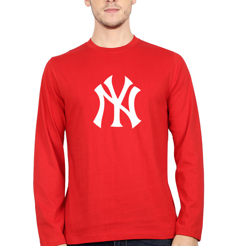New York Yankees Full Sleeves T-Shirt for Men-Red-Ektarfa.online