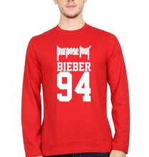 Load image into Gallery viewer, Purpose Tour Bieber Full Sleeves T-Shirt for Men-Red-Ektarfa.online
