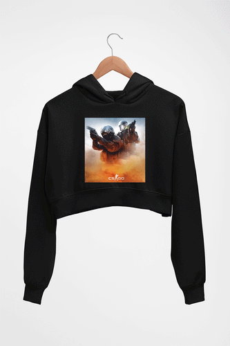 Counter-Strike Global Offensive (CS GO) Crop HOODIE FOR WOMEN-Black-Ektarfa.online