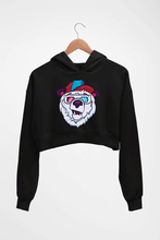 Load image into Gallery viewer, Bear Crop HOODIE FOR WOMEN-Black-Ektarfa.online
